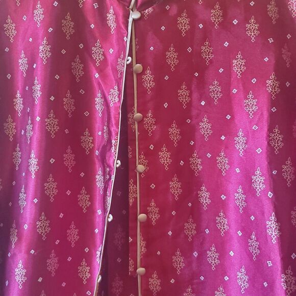 Oscar de la Renta Pink Label Long Sleeve Loungewear Sleep Button Silky Size L - Picture 10 of 13